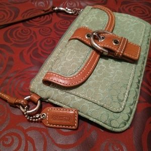 Green and Brown Coach Wristlet